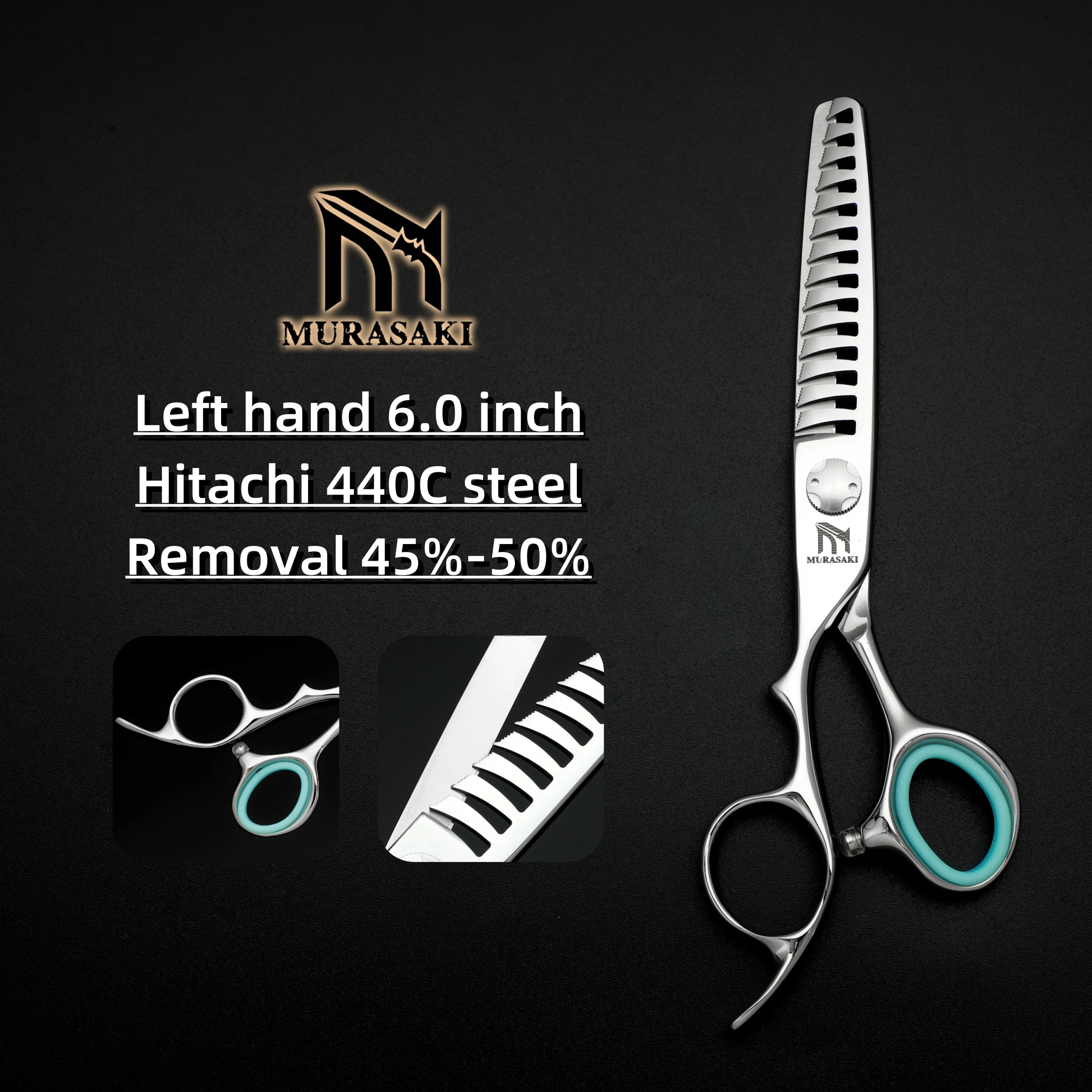 Professionelle Linkshänder-Schere, 6-6,5-6,8 Zoll Haarschneideschere, Japanischer 440C Stahl, Hochwertiges Friseurzubehör – Detail 11