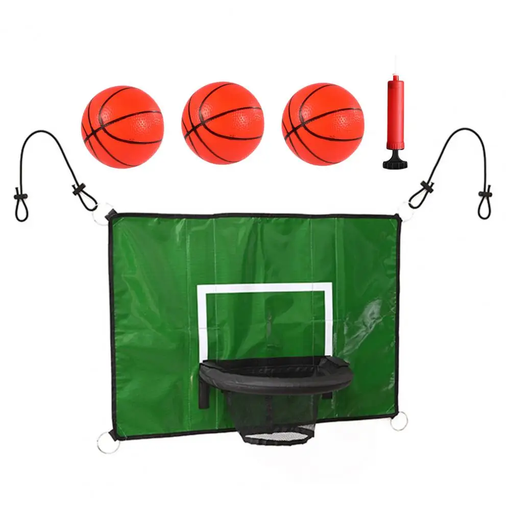 1 Set Trampoline Basketball Hoop with 3 Mini Balls And Pump Waterproof Adjustable Length Drawcord Kids Trampoline Accessory