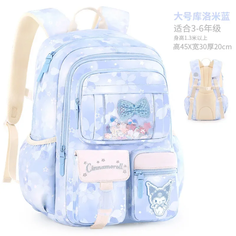 Sanrio Grande Capacidade Cartoon Mochila para Estudante, New Clip M Schoolbag para Crianças, Proteção da Coluna