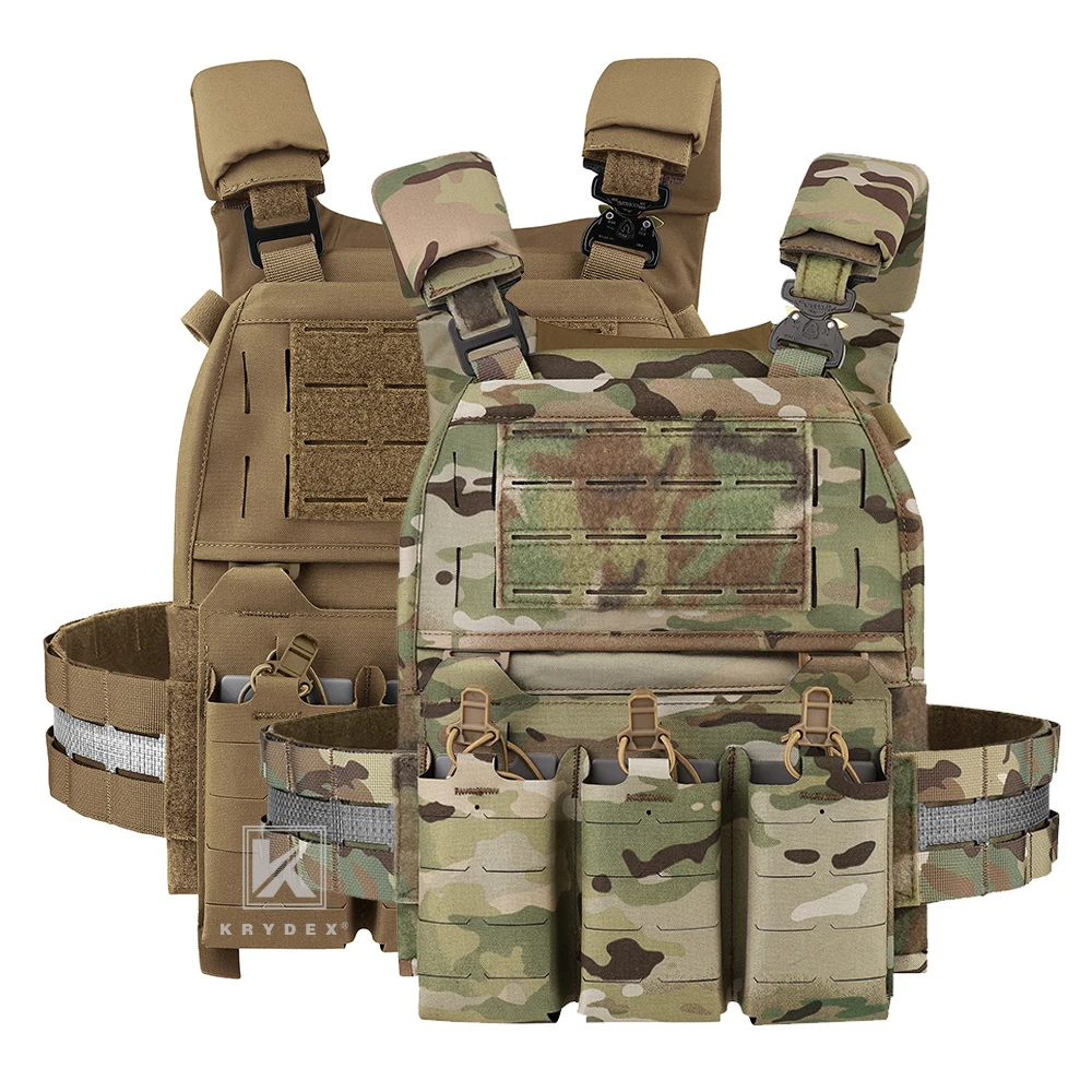 

KRYDEX 500D FCPC V5 Plate Carrier Tactical Vest with Tegris Cummerbund KTAR Front Flap Backpack Hunting Paintball Men Vest