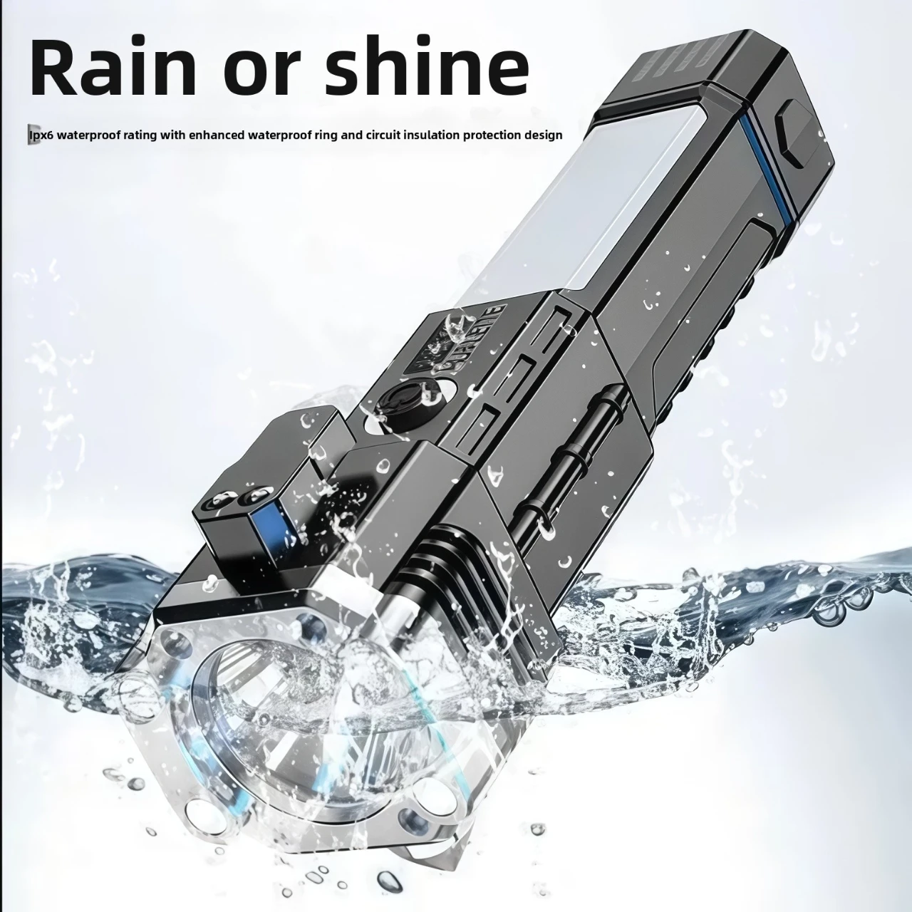 Super Bright LED Flashlight with Safety Hammer and Strong Magnets Side Light Torch Light Portable Lantern for Adventure Camping