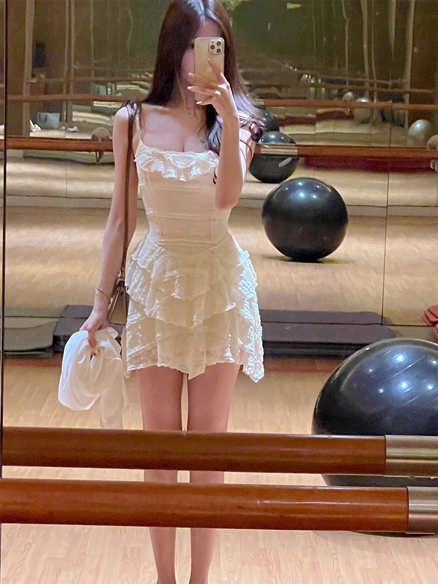 

Winema Xiaoxue Thousand Layer Pastry Ballet Sle Lace Dr Sweet Waist Cinching Strap Women Summer Faion Ele