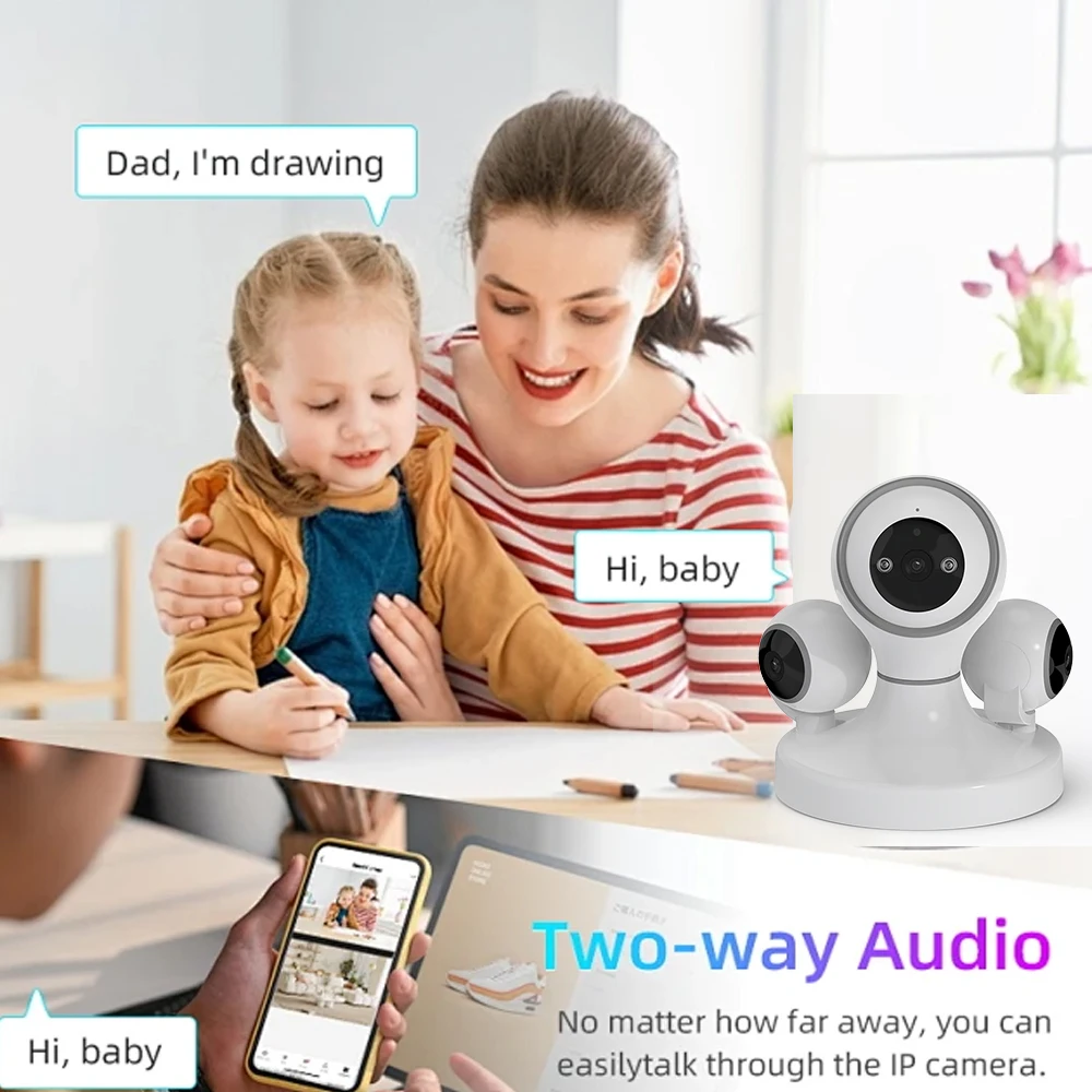 12MP 6K HD IP Camera Wifi Cctv Ptz Smart Color Night Vision AI Auto Tracking Camera Fisheye Lens Wireless Home Security Camera