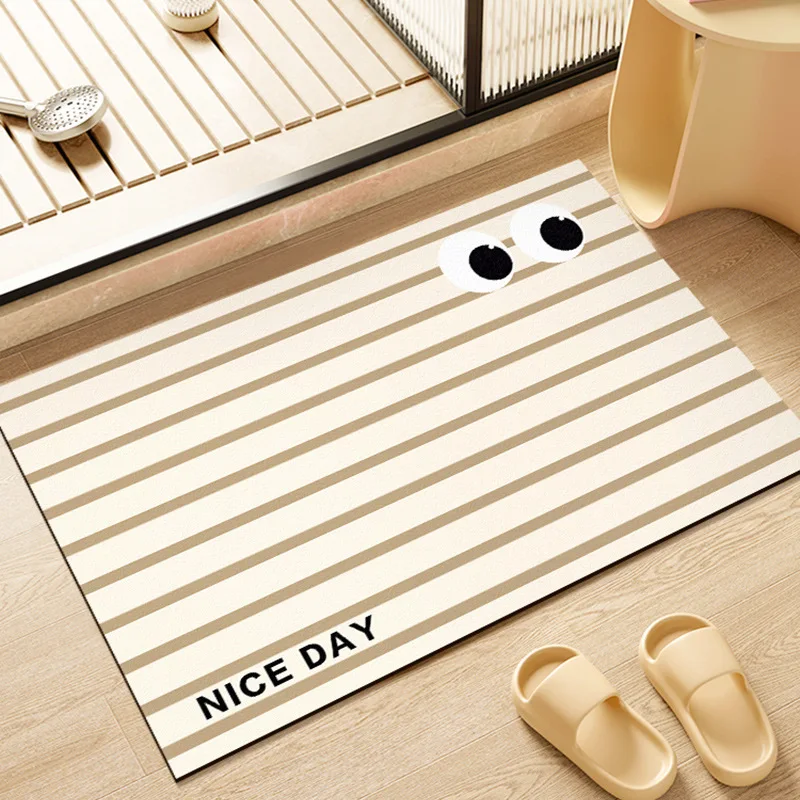 

VIKAMA Dopamine Big-Eyed Monster Diatomite Doormat, Cute Stain Resistant Easy Clean for Entryway