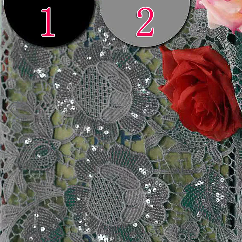 Gray Hand-Knitted Patchwork Wedding Dress Lace Fabric Yarn With Beads 3D Black Tissue Laces High-Quality For Tailoring And Sew