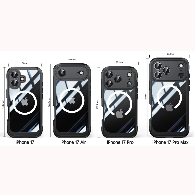 360 ° Pelindung Penuh Bingkai PC Keras+Kaca Tempered+Akrilik Untuk Pengisian Daya Nirkabel Magnetik Magsafe Casing Ponsel Untuk iPhone 17 Pro Max