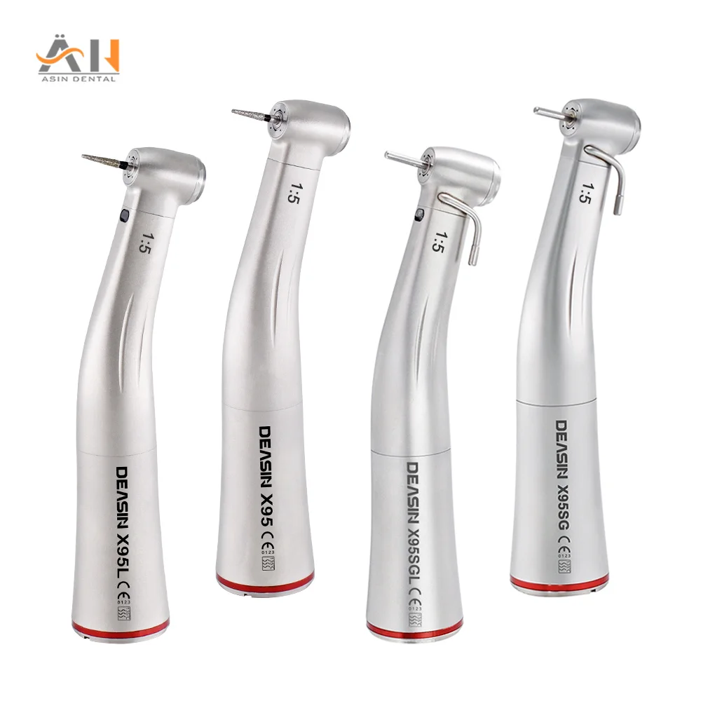 

X95L X95 Dental 1:5 Fiber Otptic Handpiece Increasing Red Ring Contra Angle Internal Water Spray With LED For E-type Motor