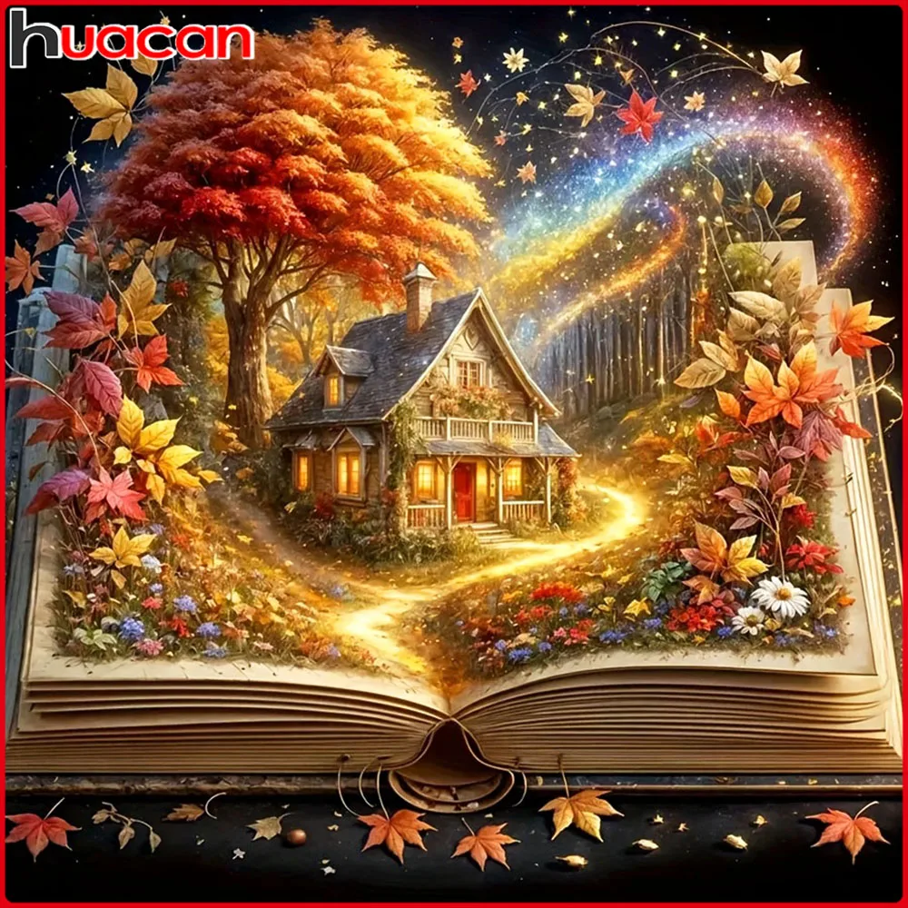 Huacan DIY Diamant Malerei Herbst Haus Baum Diamant Mosaik Landschaft Komplettset Dekorative Gemälde