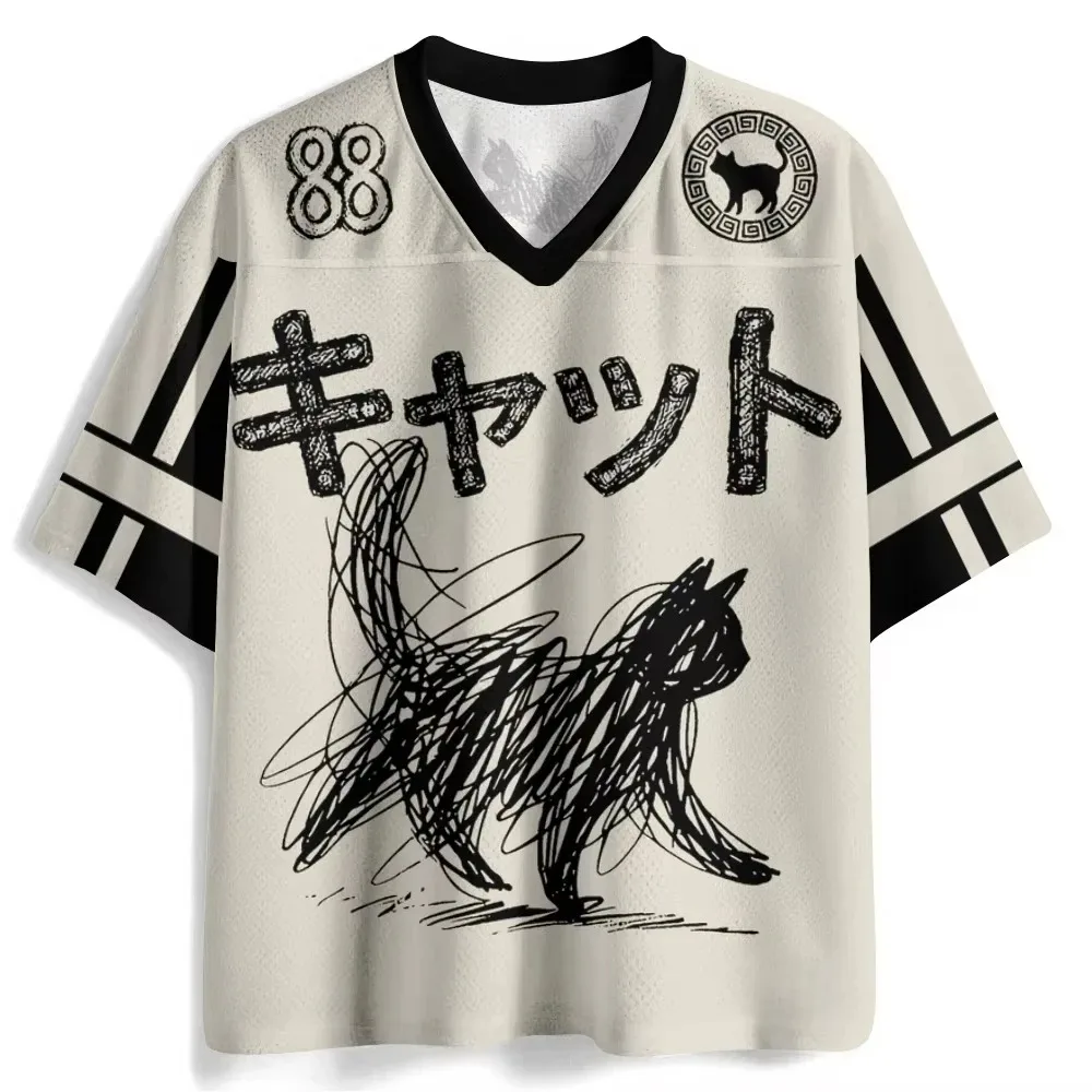 American Retro Fun Cartoon Pattern 3D Print Breatha Quickdry Men Women V-neck T-shirt Outdoor Street Sport Parent-child Clothing