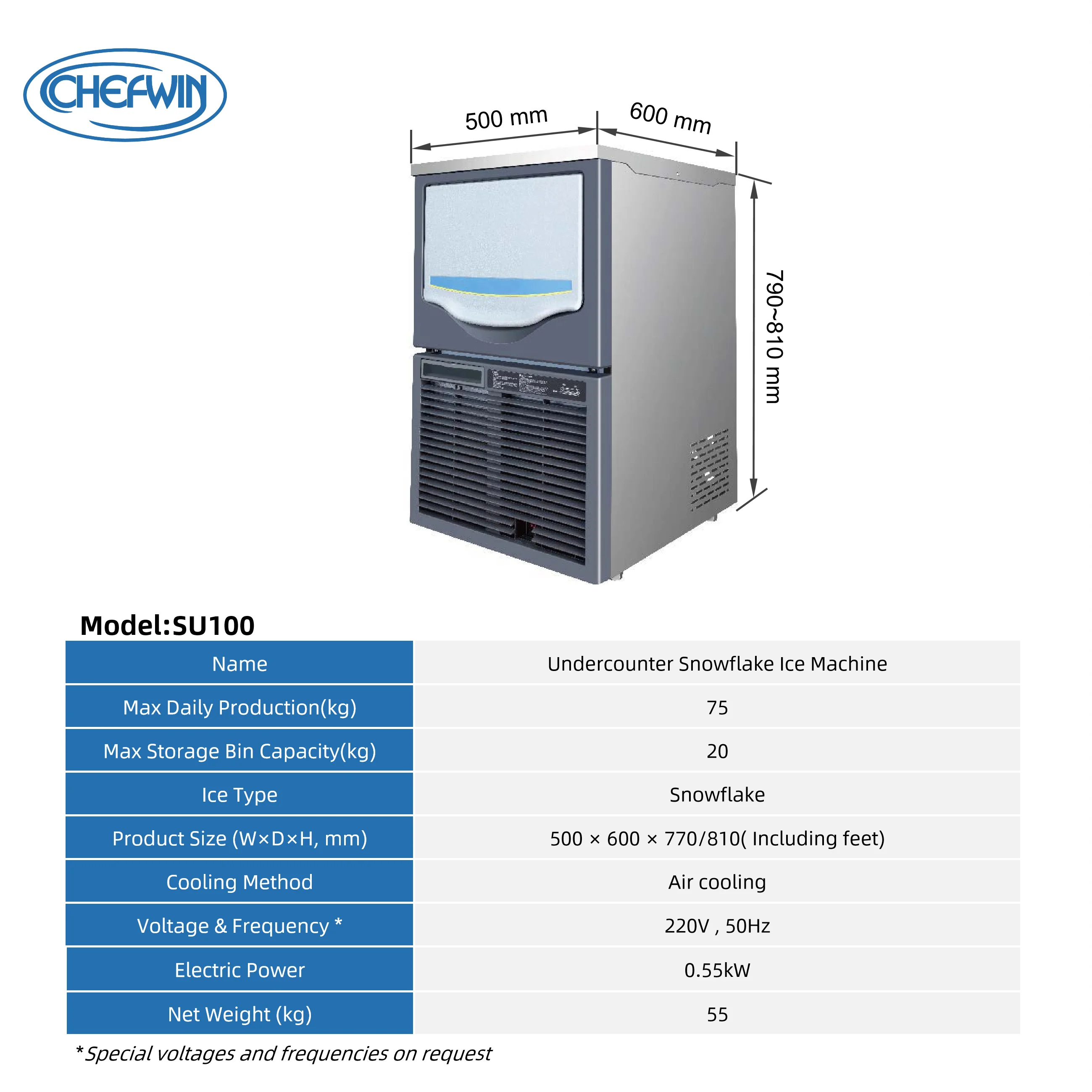 100kg/24H Commercial Undercoun - Commercial Ice Maker 100Kg recension och pris