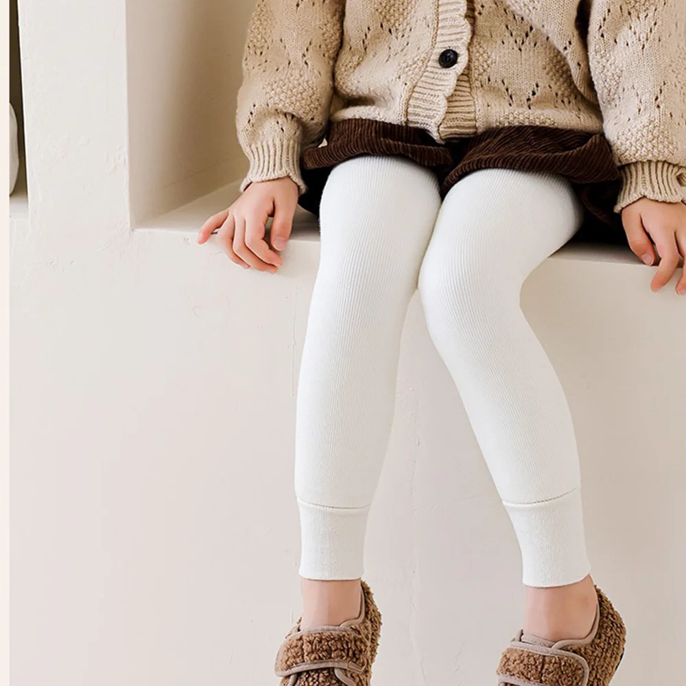 بلون جوارب للأطفال الجوارب الدافئة صوف مبطن جوارب طويلة الشتاء فتاة أسفل طماق جوارب طويلة مرنة جوارب السيقان #1