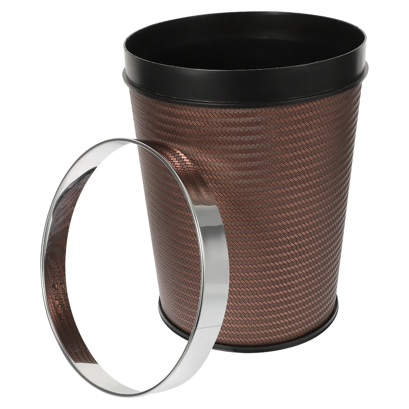 

Stainless Steel Vintage Trash Can Lidless Large Waste Basket for Office Kitchen Bathroom Bedroom Metal Trash Can