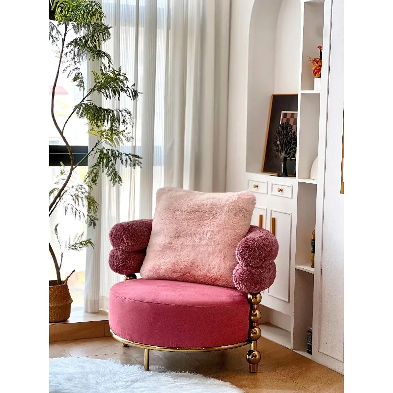 Balcony pink removable single sofa Italian lazy French