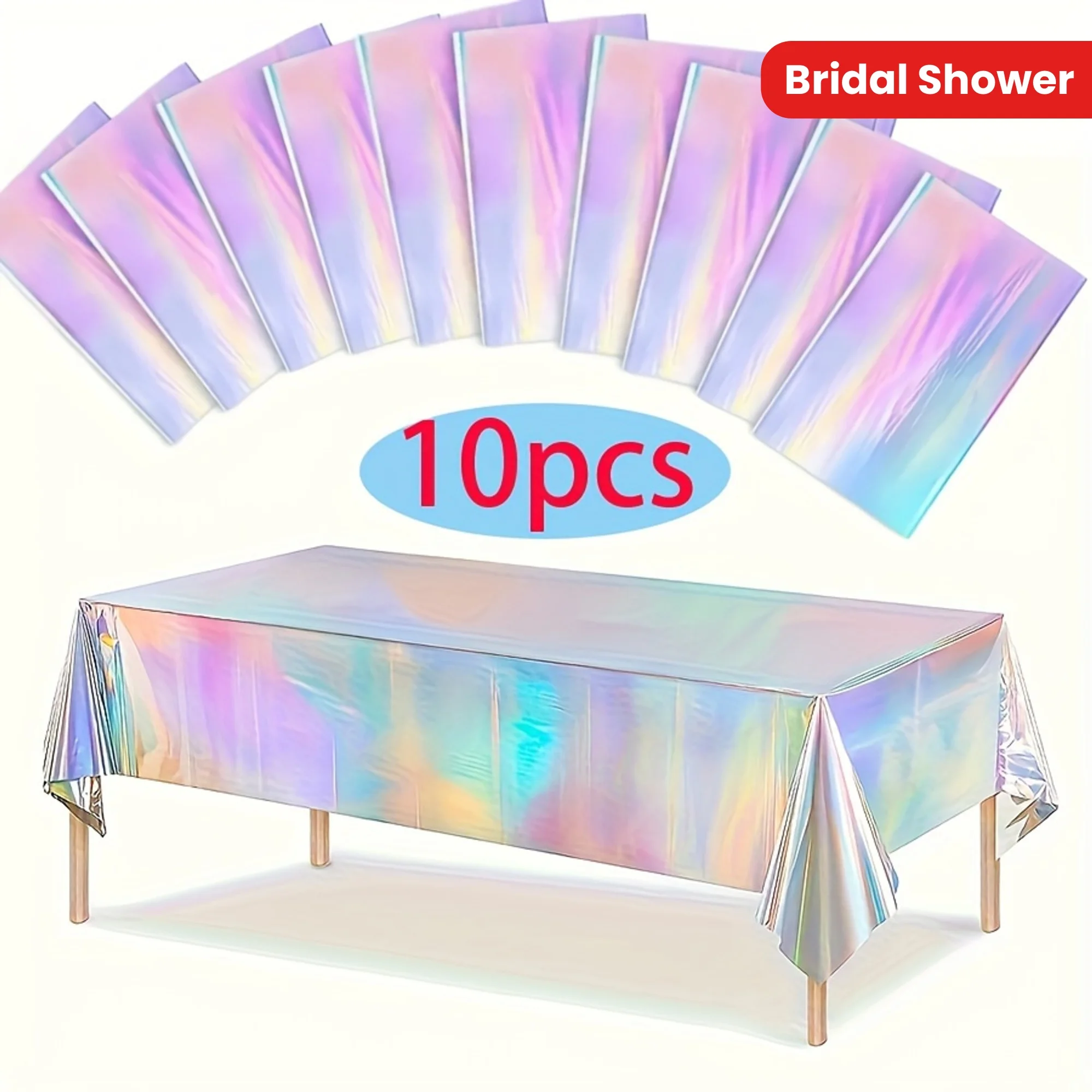 

10 Pieces of Rainbow Laser Party Tablecloth - Disposable Aluminum Foil Decoration, Suitable for Birthdays and Weddings