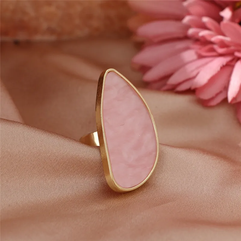 Fashion Woman Rings Acetate Plate The Adjustable Ring Oval Acrylic Resin Geometry Rings Trendy Geometric Wedding Bands Ring