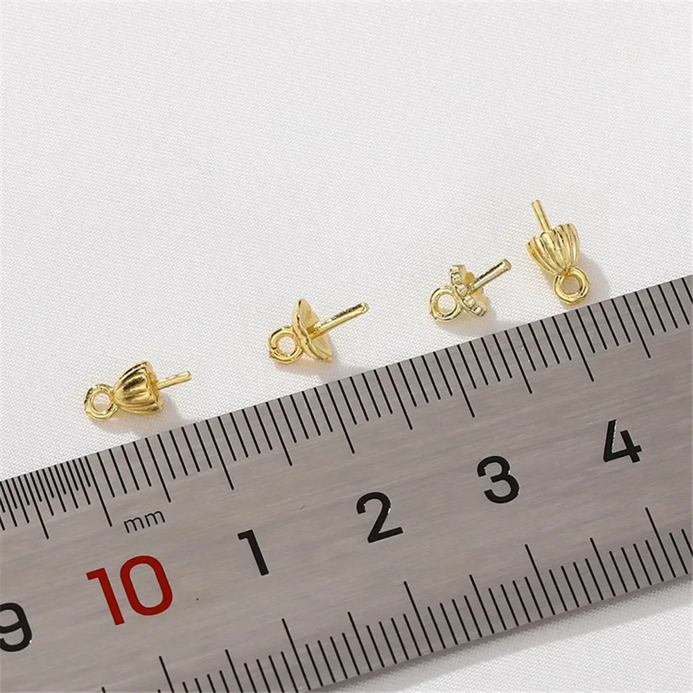 14K18K Gold-Color Half-hole Pearl Pendant Bead Holder Flower Holder Bead Hat DIY Handmade Bracelet Jewelry Accessories Material