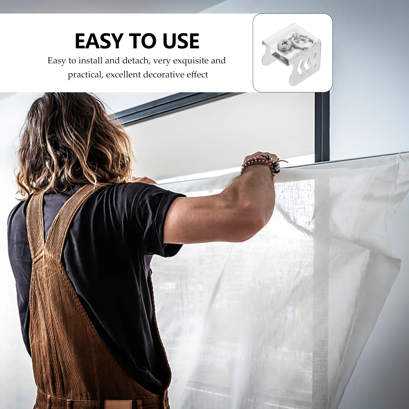 

20Pcs Stainless Steel Curtain Rod Rail Sealing Plug Exquisite Design Easy to Fix and Remove Curtain Rod End Plug