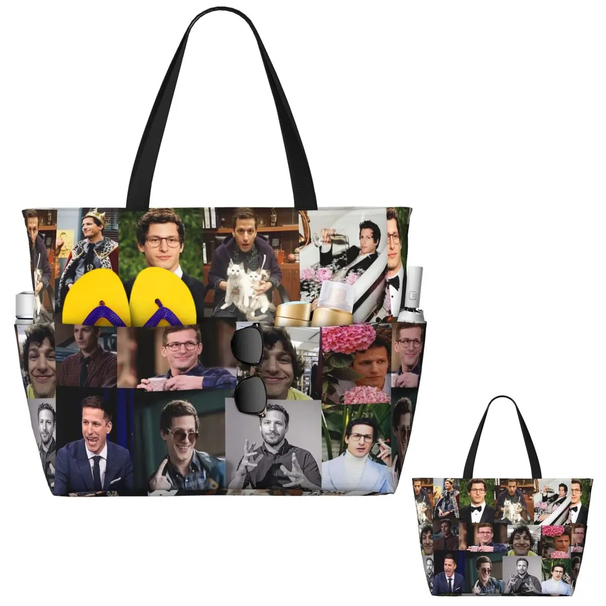 แอนดี้ แซมเบิร์ก (เจค เปราลตา) กระเป๋าโท้ทลายภาพคอลลาจชายหาด กระเป๋าออกกำลังกาย กระเป๋าโยคะ กระเป๋าเดินทางขนาดใหญ่สำหรับผู้หญิง กระเป๋าฟิตเนส