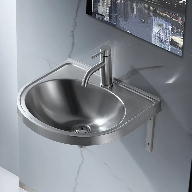 304 stainless steel washbasin single pool bathroom balcony washbasin wall-mounted