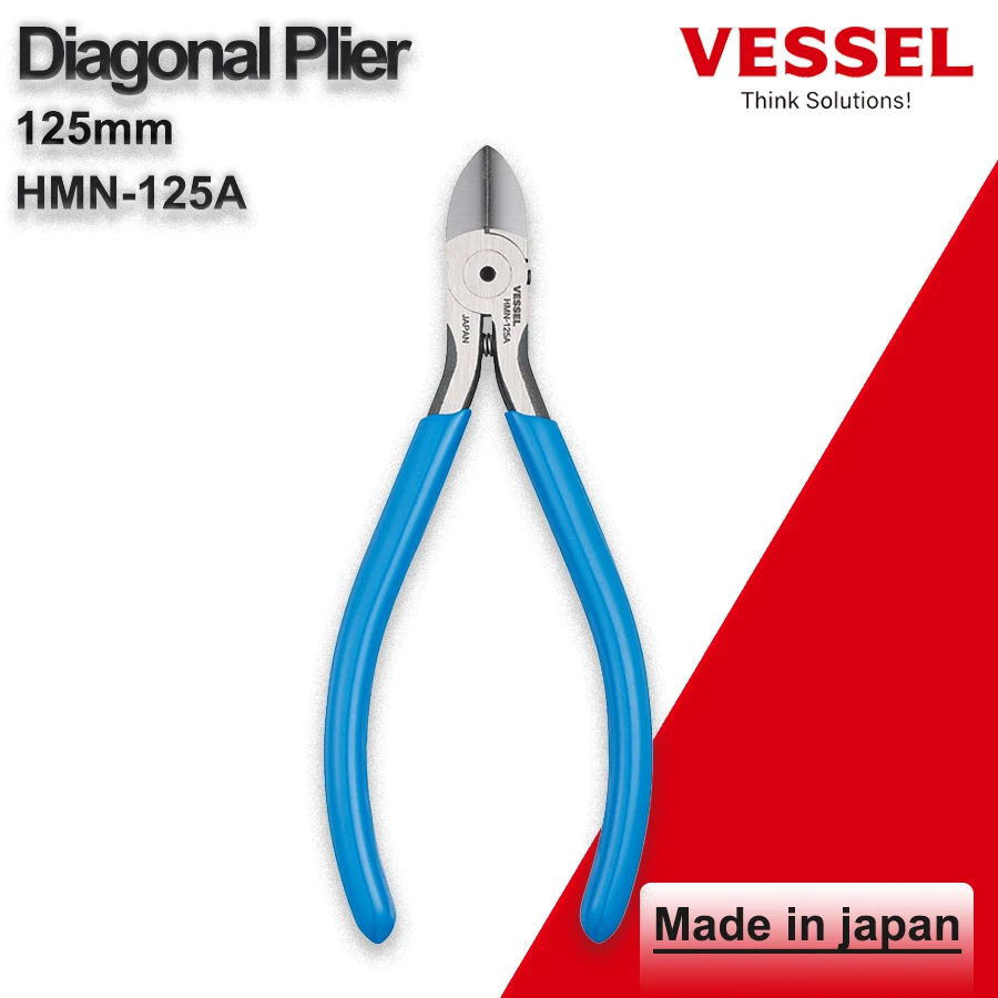 VESSEL Diagonal Plier 125mm Can Cut Soft Iron Wire/Copper Wire/Standard Wire Diagonal cutter Japan Import HMN-125A