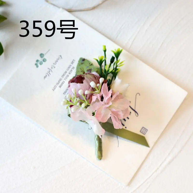 인공 Boutonnieres 손목 코사지 신부 들러리 웨딩 액세서리, 신랑 들러리, Boutonniere Mariage Homme, 핑크