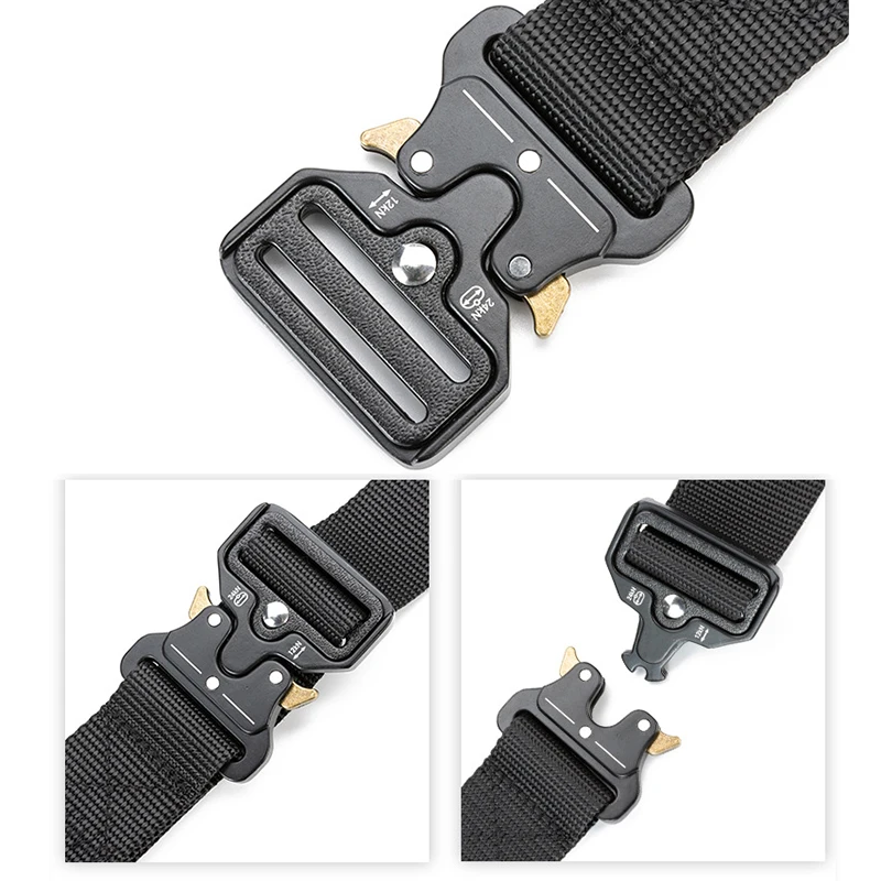 Cinturón táctico de liberación rápida para exteriores, cinturón militar suave de nailon Real, accesorios deportivos, cinturón negro para hombres y mujeres