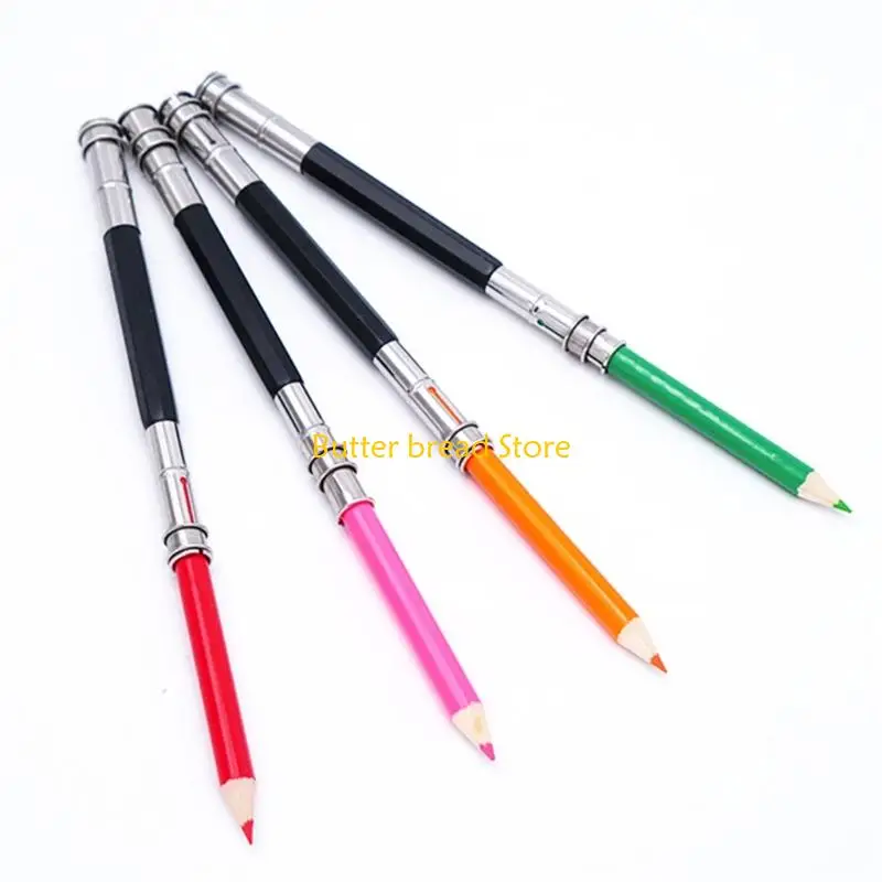 W89C تمديد قلم قلم مزدوج قابل للتعديل قلم رصاص طول القلم المعدني مقبض مطول قلم رصاص موسع الخشب قلم رصاص الخشب