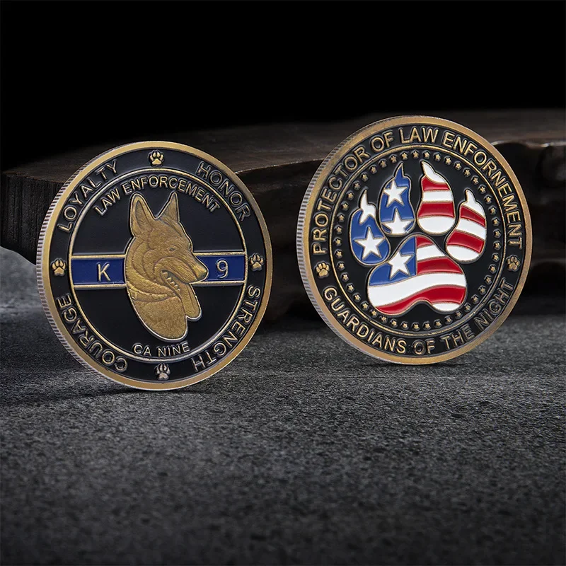 1PCS Latest coins gift Fashion medals Protector of Law Enforcement Guardians of Night Unite States Police dog K9 challenge coins