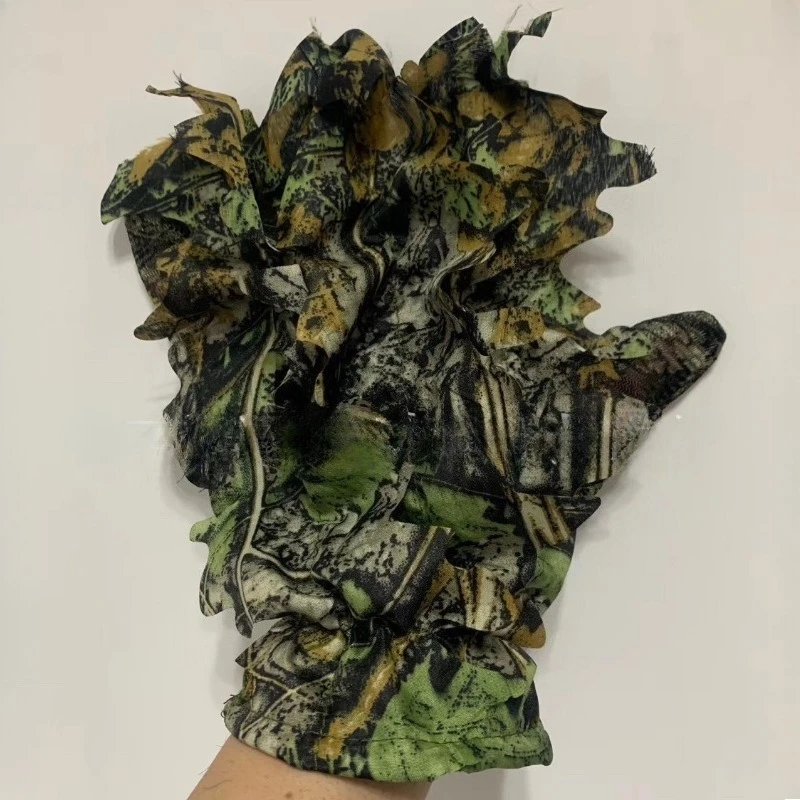 2 Pair Gloveses Sneaky Non-slip Durable 3D Leaf Gloves for Outdoor Camping Birdwatching Photography