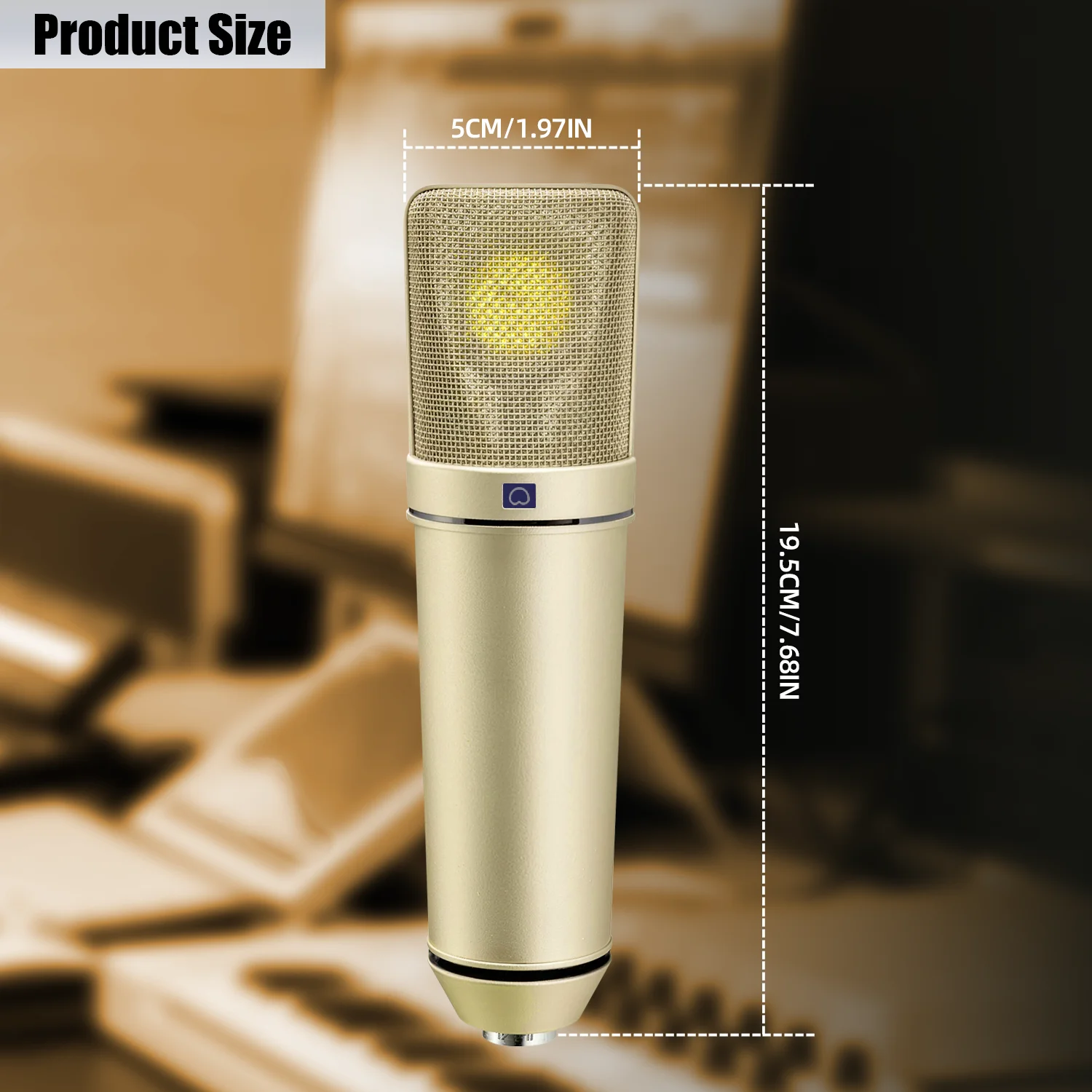 

34MM Professional Condenser Microphone Golden 87 AI Metal Design Mic Pro Studio Recording Sing with Shockproof Holder&XLR Cable