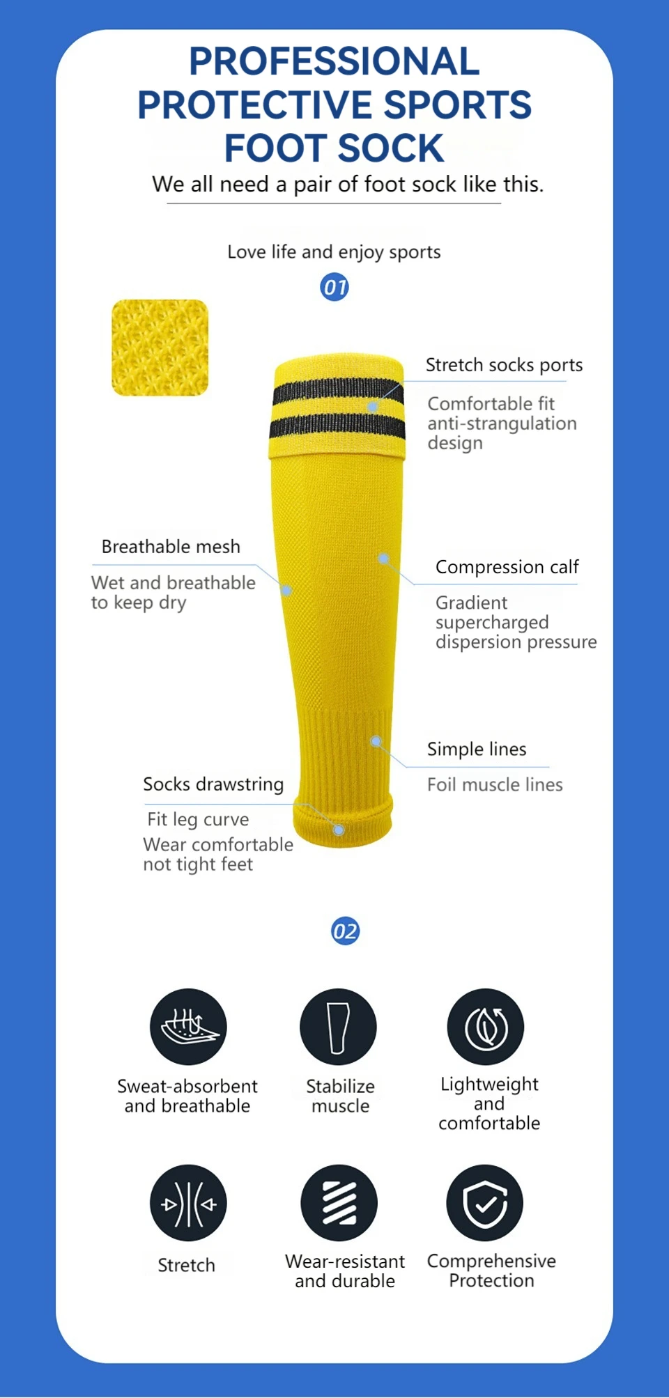Loogdeel 1 Paar Knieschutz-Sportsocken für Erwachsene, hohe Röhre, atmungsaktiv, Fußball-Beinwärmer, Schienbeinschutz, Fußballsocke, Wadenärmel – Detail 10