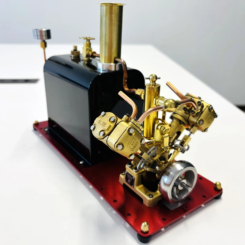 RW Mini V Type Steam Engine Model Retro Twin Cylinder Four Stroke Engine Metal Toy