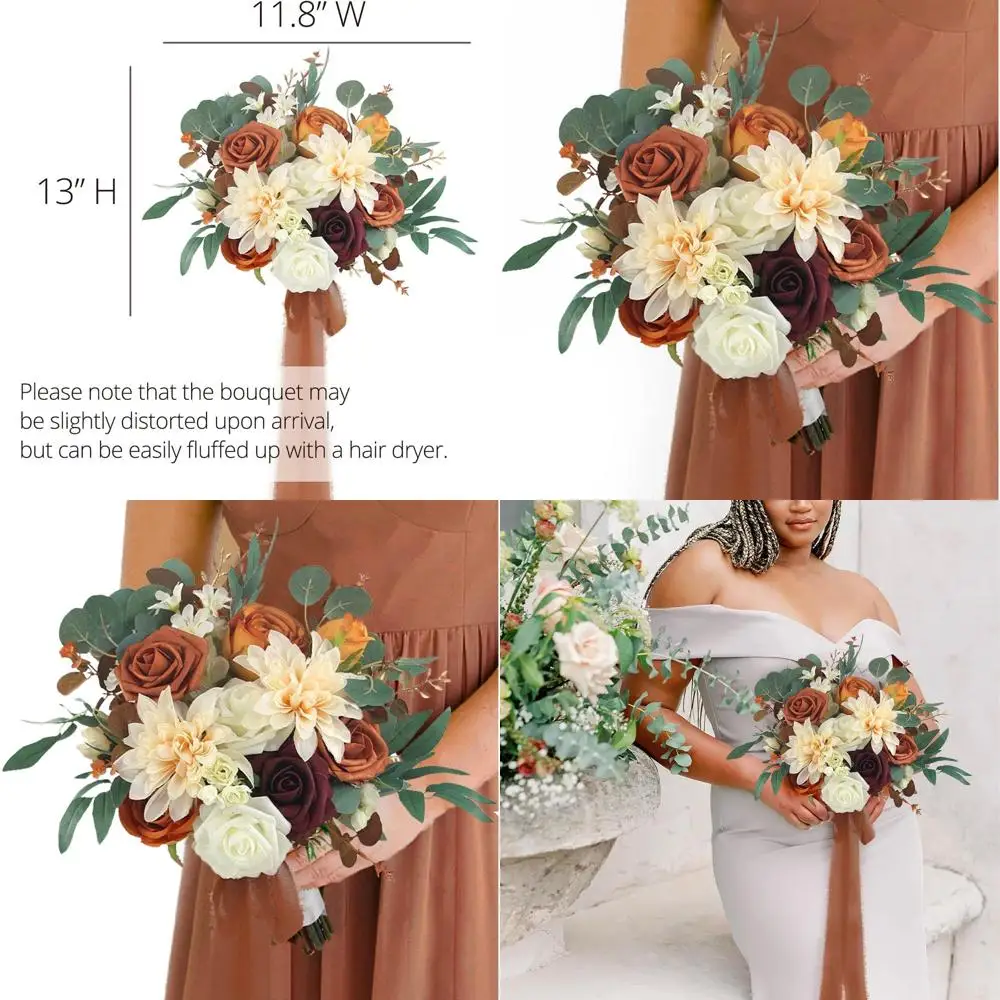 

Осенние свадебные букеты из сожженного апельсина и терракота для подружек невесты и подружек невесты