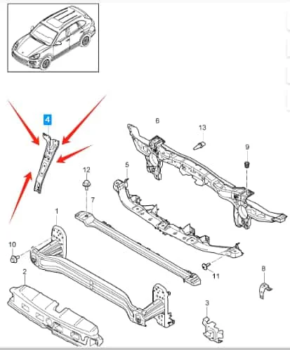 95850579901 95850579900 Radiator Core Support Center Lock Hood Latch For Porsche Cayenne 2011-2018