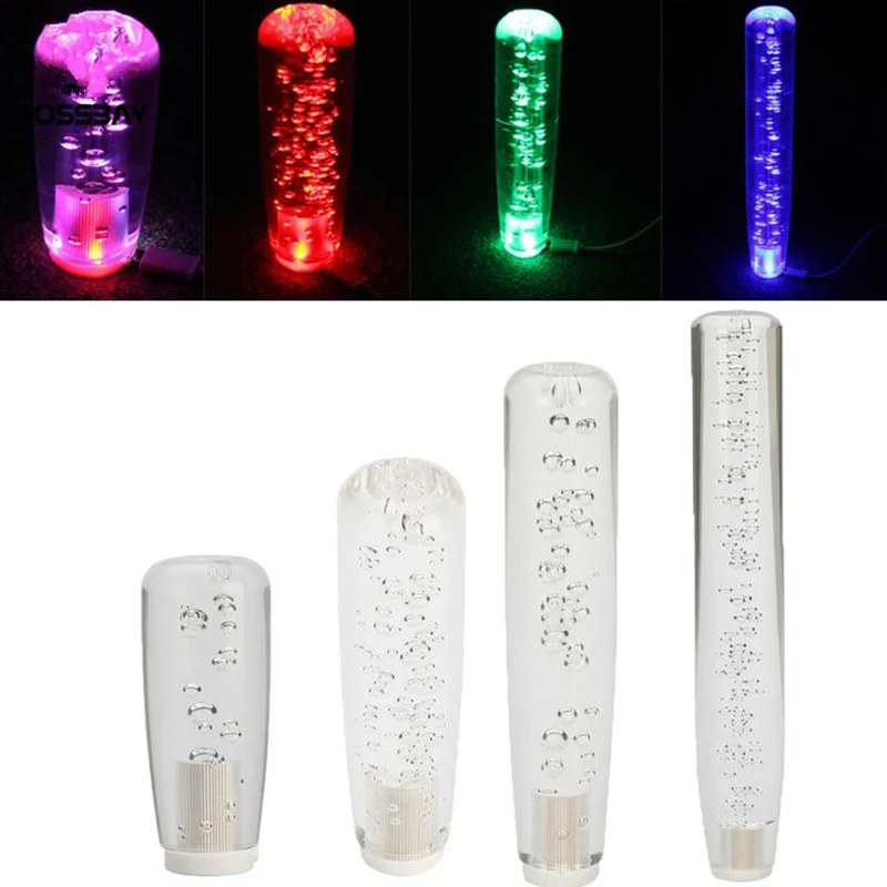 

10/15/20/25/30Cm Universal Led Colorful Gradient Crystal Style Manual Car Gear Stick Shift Shifter Lever Knob Colorful