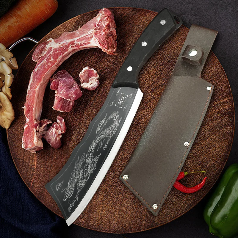 Heavy Knife Hand Forge Wood Handle Butcher Ultra-fast Chopping Bone Knife Chef Cleaver Meat Chopping Vegetable Utility Knife