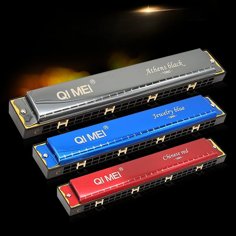 

Professional 24 Hole Harmonica Play Double Row C-key Harmonica Beginner Tremolo Harmonica Jazz Folk Harmonicas Children Gift