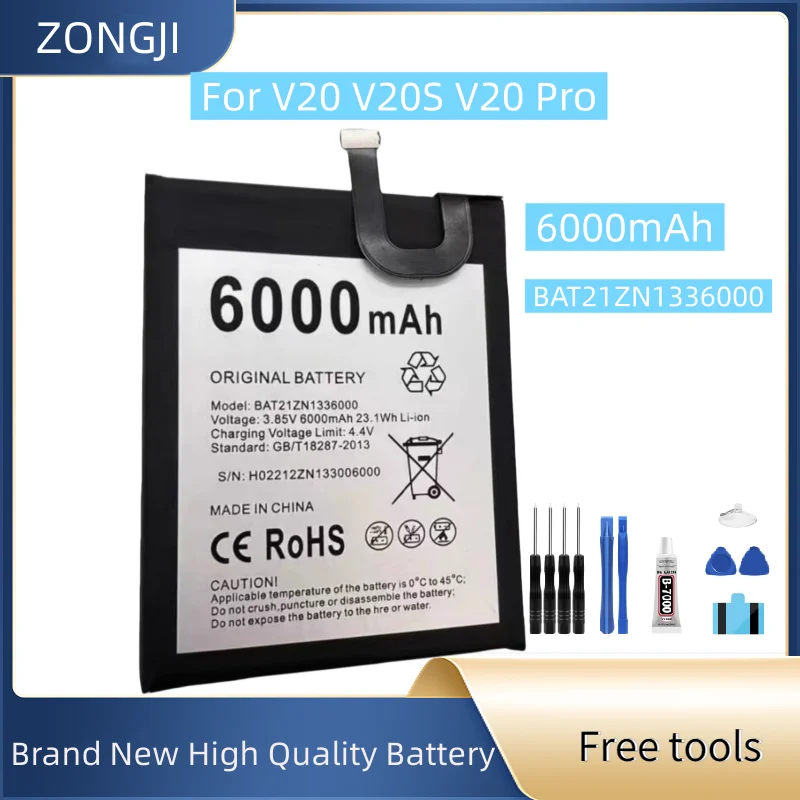 New Battery BAT21ZN1336000 6000mAh For V20 V20S V20 Pro Mobile Phone Battery + Free Tools