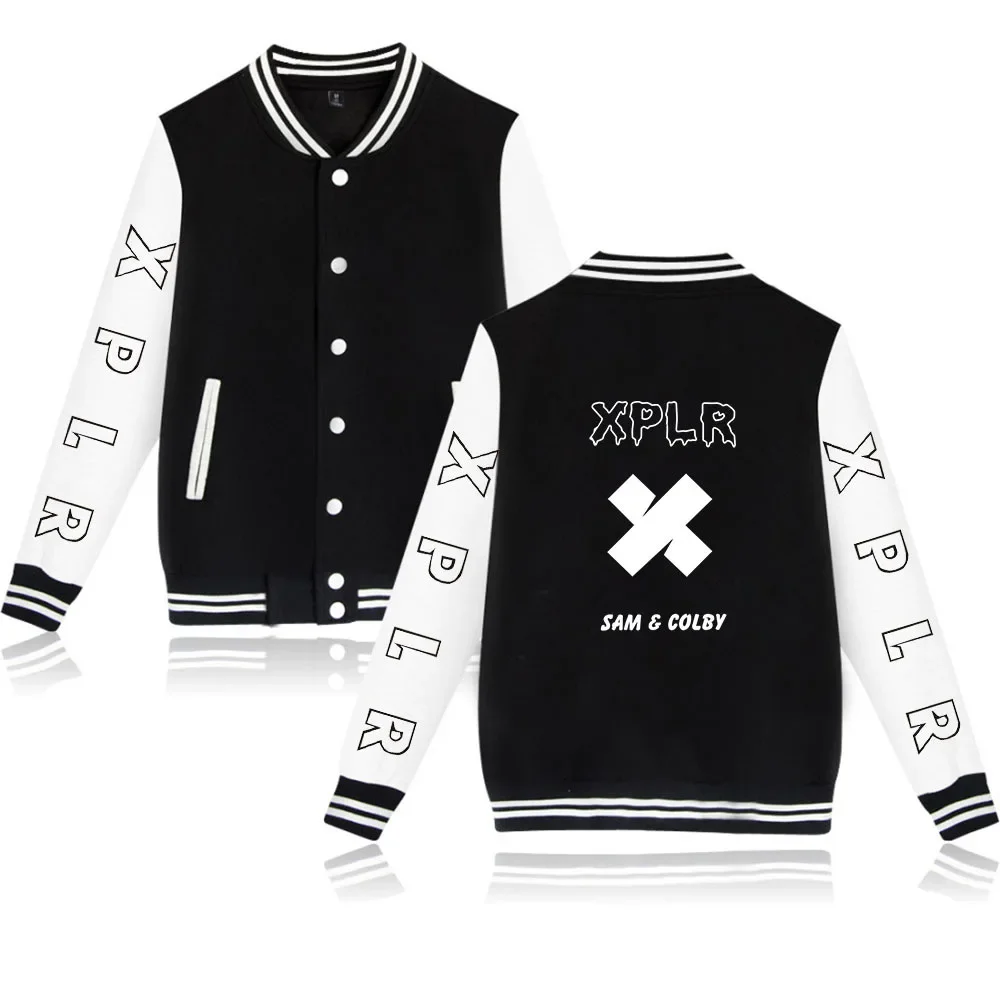 

Sam and Colby Zip Up Baseball Uniform Men's Jackets Streetwear Hip Hop Harajuku Sweatshirt XPLR Merch Hoodie Casual Sportswear