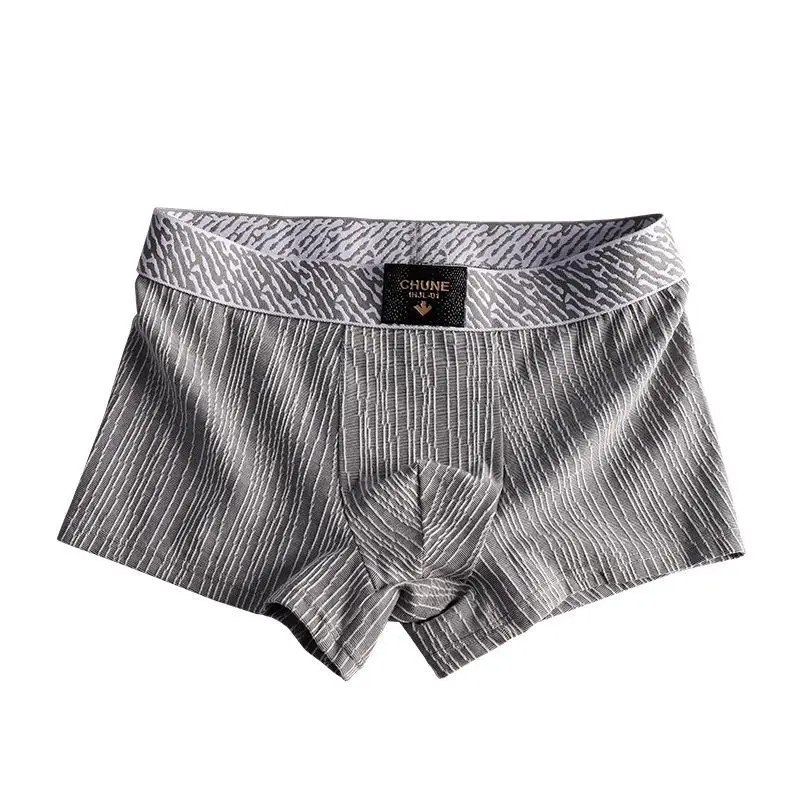 Sexy Cotton Striped Men's Underwear New Skin-friendly and Breathable Boxers Men's Mid-waist Sports Shorts Antibacterial Wicking