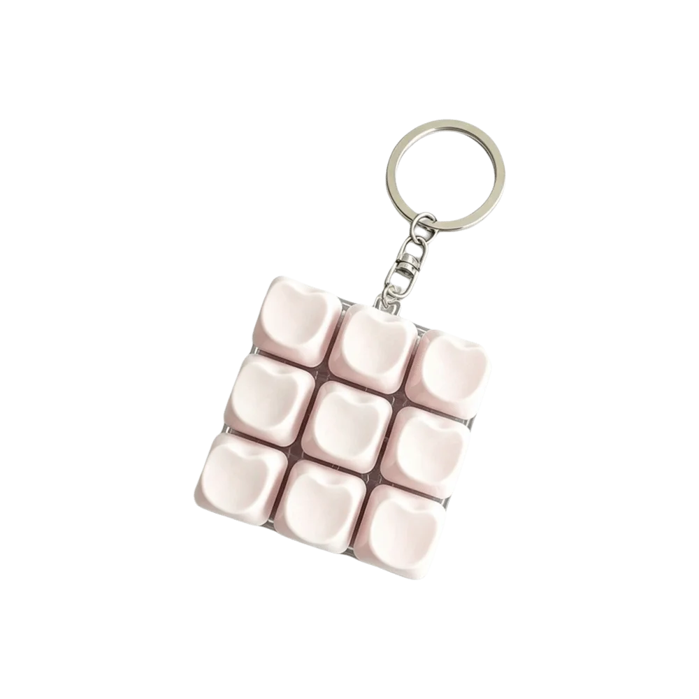 Key Ring 9 Keys Fidget Button Keychain Pendant Stress Relief Keyboard Clicker Keychain Creative Bag Key Decor Desk Accessory
