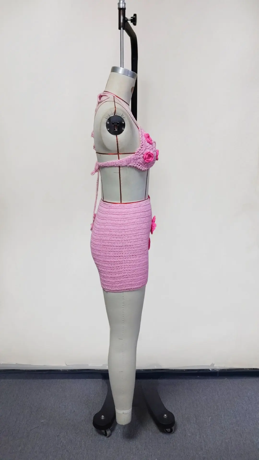 Conjunto de 2 piezas de falda para traje de baño, Tops cortos y minifalda para mujer, traje de baño a la moda, liso, calado, Sexy, para cubrir la playa