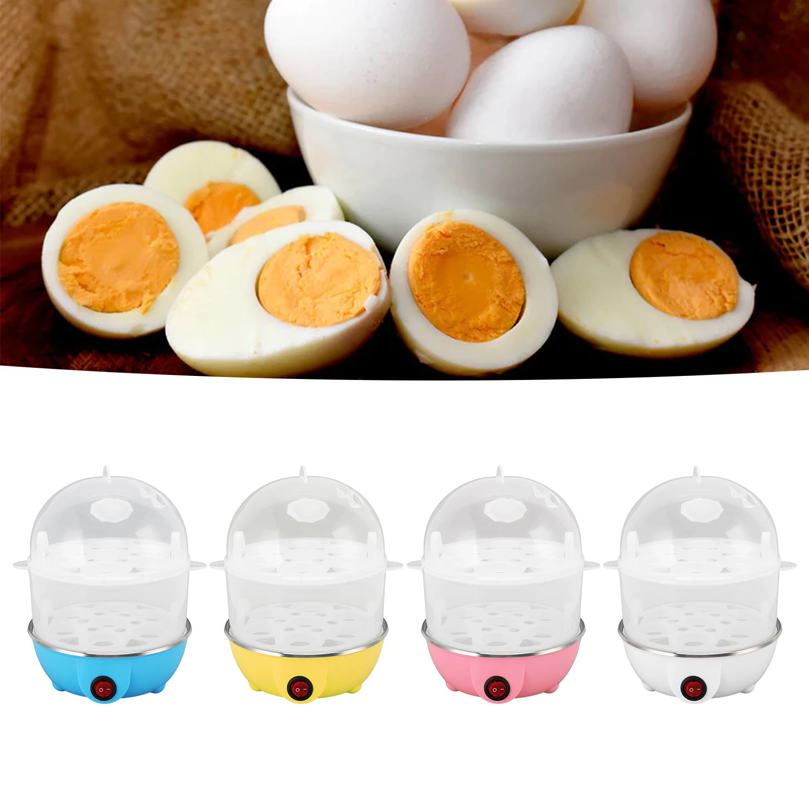 Electric Egg Boiler 14pcs Eggs Double Layer Automatic Mini Steamer Poacher Kitchen Cooking Tool Egg Steamer Breakfast Maker view 6