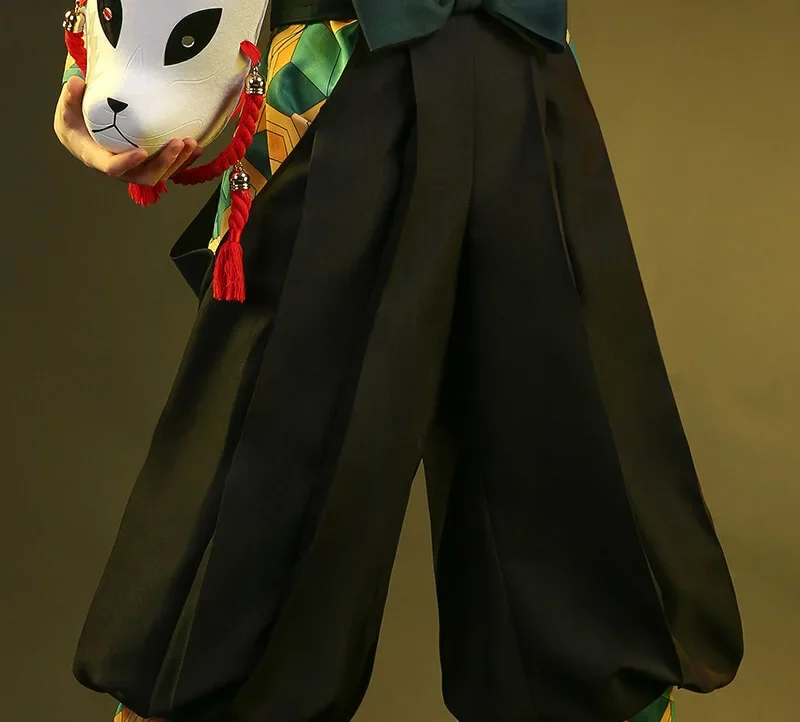 Anime Demon Slayer Sabito Cosplay Fantasias, Kimetsu No Yaiba Kimono, Manto Branco, Homem Casaco, Calças Forro, Peruca, Trajes de Halloween