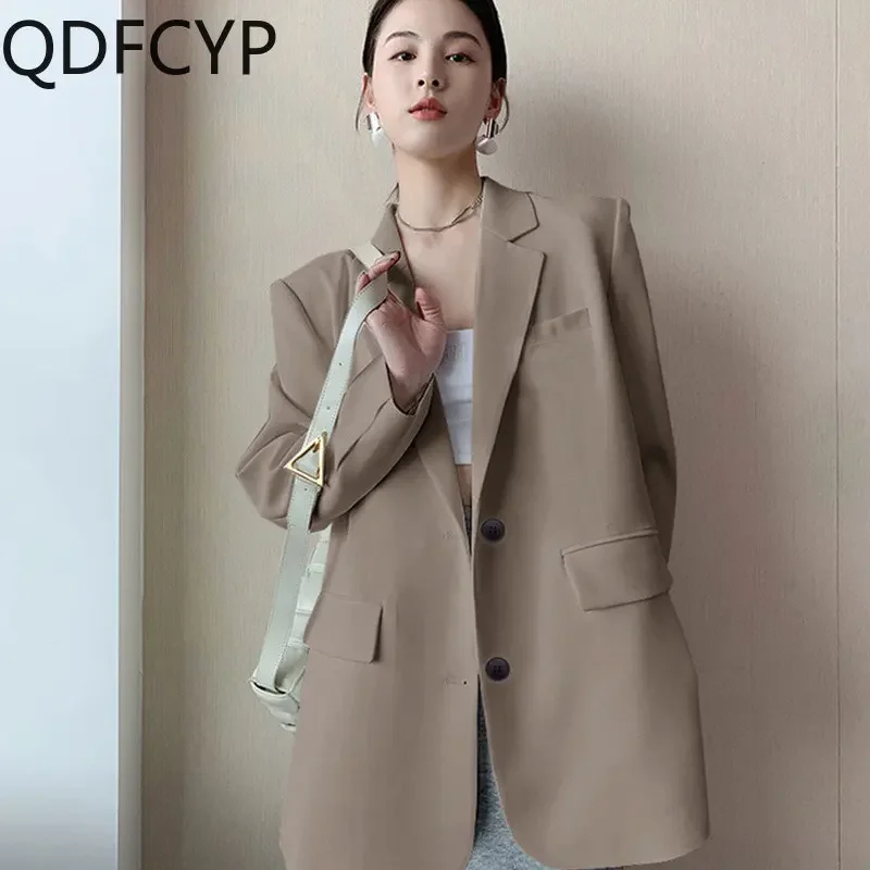 New Autumn Women Coat 2024 Stylish Casual Loose Simplicity Blazer Elegant Office Lady Long Sleeve Button New In External Women