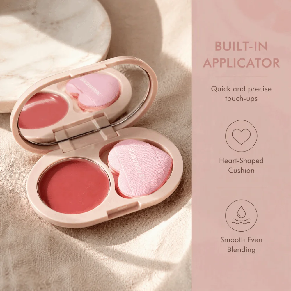2-in-1 Blush & Lip Mud Rouge with Air Cushion Waterproof Jelly Lip & Cheek Multi-Use Balm Smooth Lasting Makeup Blush Cream