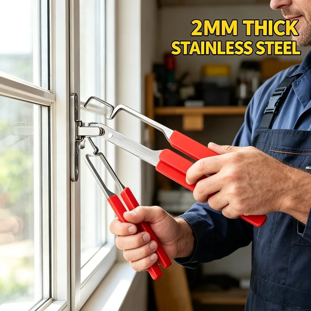 Hot Sell For 6Pcs Thickened Stainless Steel Window Jam Release Tool Anti-slip Rubber Handle Broken Lock Repair Opener For Caseme