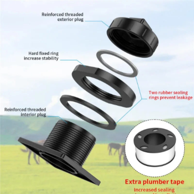 ABNO-Stock Tank Drain Plug For Rubbermaid For 50/100/150/300 Gallon Rubbermaid Stock Tanks