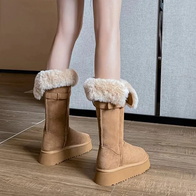 Lolita Boots  Round Toe Plush Sexy Thigh High Heels High Sexy Boots-Women Winter Footwear Shoes Australia Elegant Fur Over-the-K