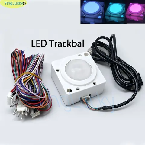USB 2-inch Round Trackball LED Illuminated Mouse USB for Windows Linux Android Arcade Game, Supports Connecting Joystick Keyboar